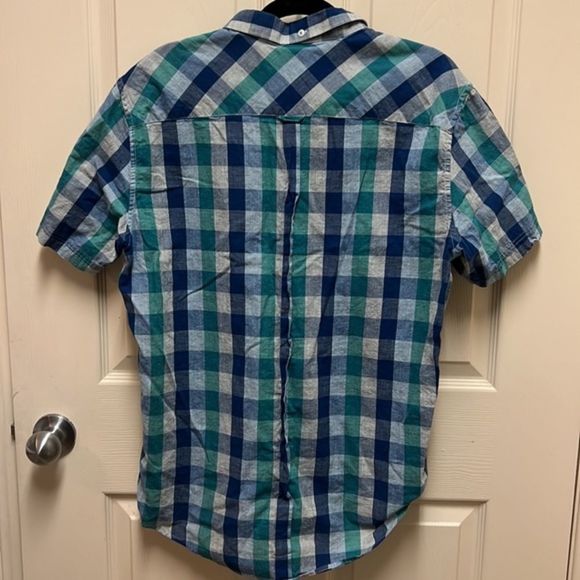 Ben Sherman Blue / Green Plaid Button Down Short Sleeve Shirt - Picture 2 of 10